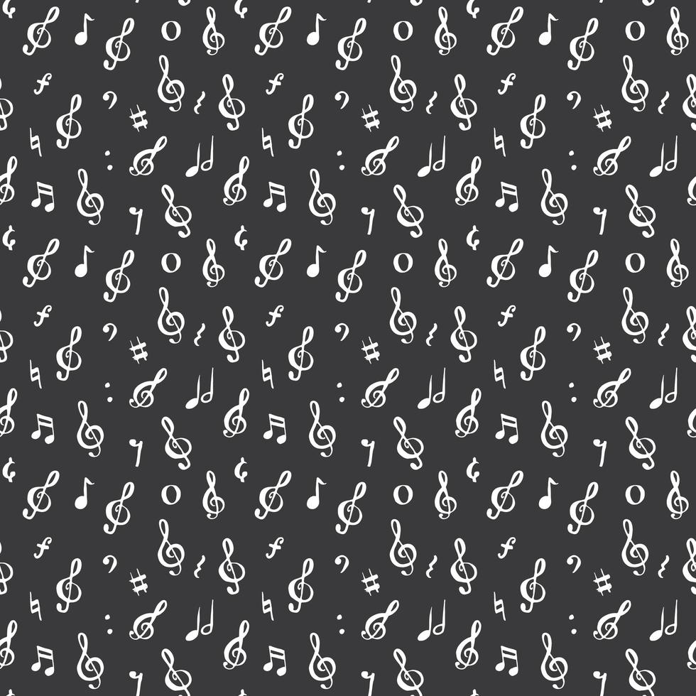 Music note seamless pattern vector illustration. Hand drawn sketched doodle music notes symbols
