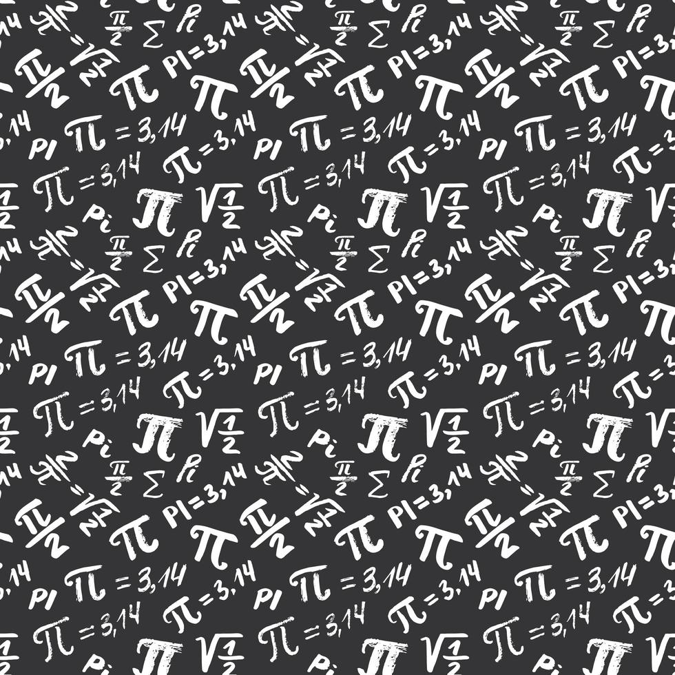 Pi symbol seamless pattern vector illustration. Hand drawn sketched Grunge mathematical signs and formulas, Vector illustration