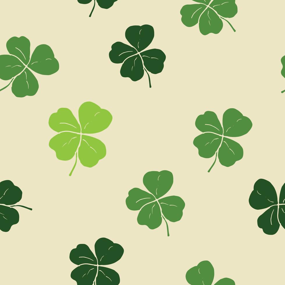 Clover leaf hand drawn doodle seamless pattern vector illustration. St Patricks Day symbol, Irish lucky shamrock background