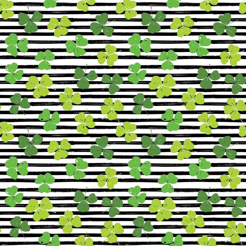Clover leaf hand drawn doodle seamless pattern vector illustration. St Patricks Day symbol, Irish lucky shamrock background
