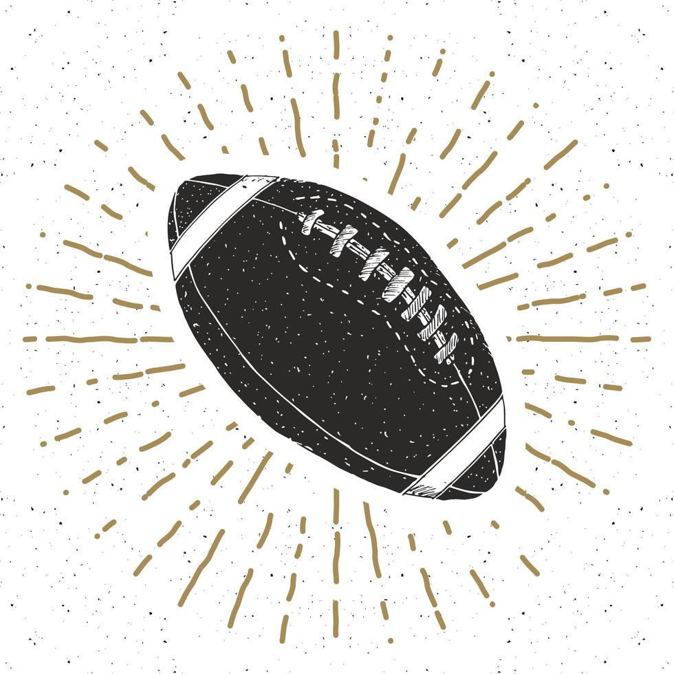 Football, rugby ball vintage label, Hand drawn sketch, grunge textured