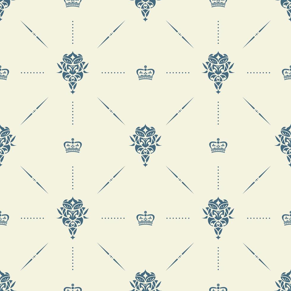 Royal wallpaper seamless pattern with crown and decorative elements. Luxury background vector