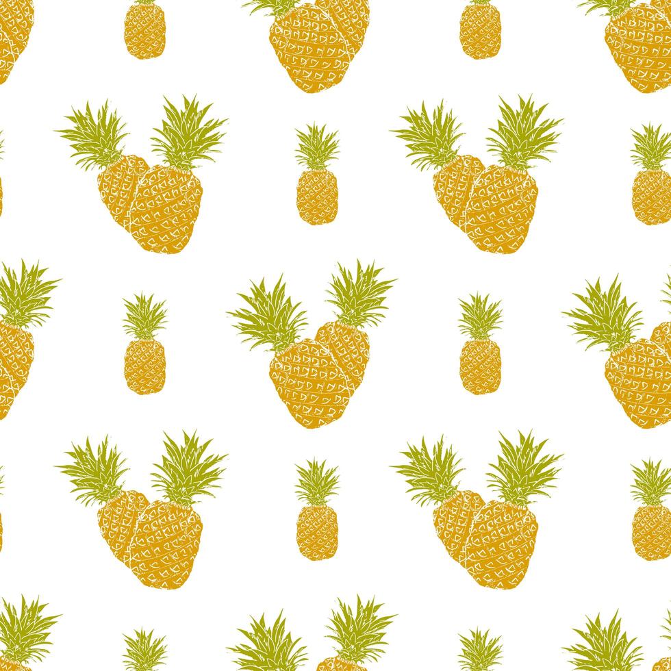 Patrón sin fisuras de fondo de fruta con ilustración de vector de piña boceto dibujado a mano