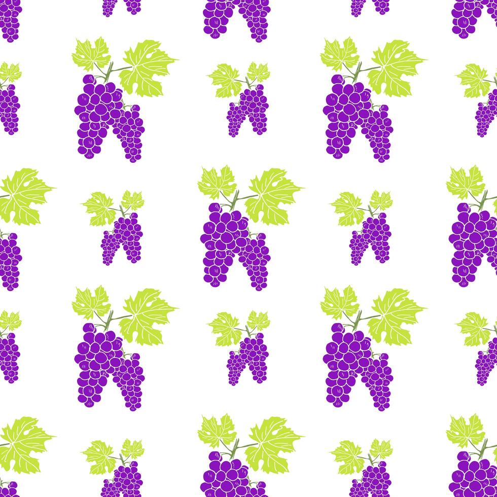 Patrón sin fisuras de fondo de fruta con ilustración de vector de uva skech dibujado a mano