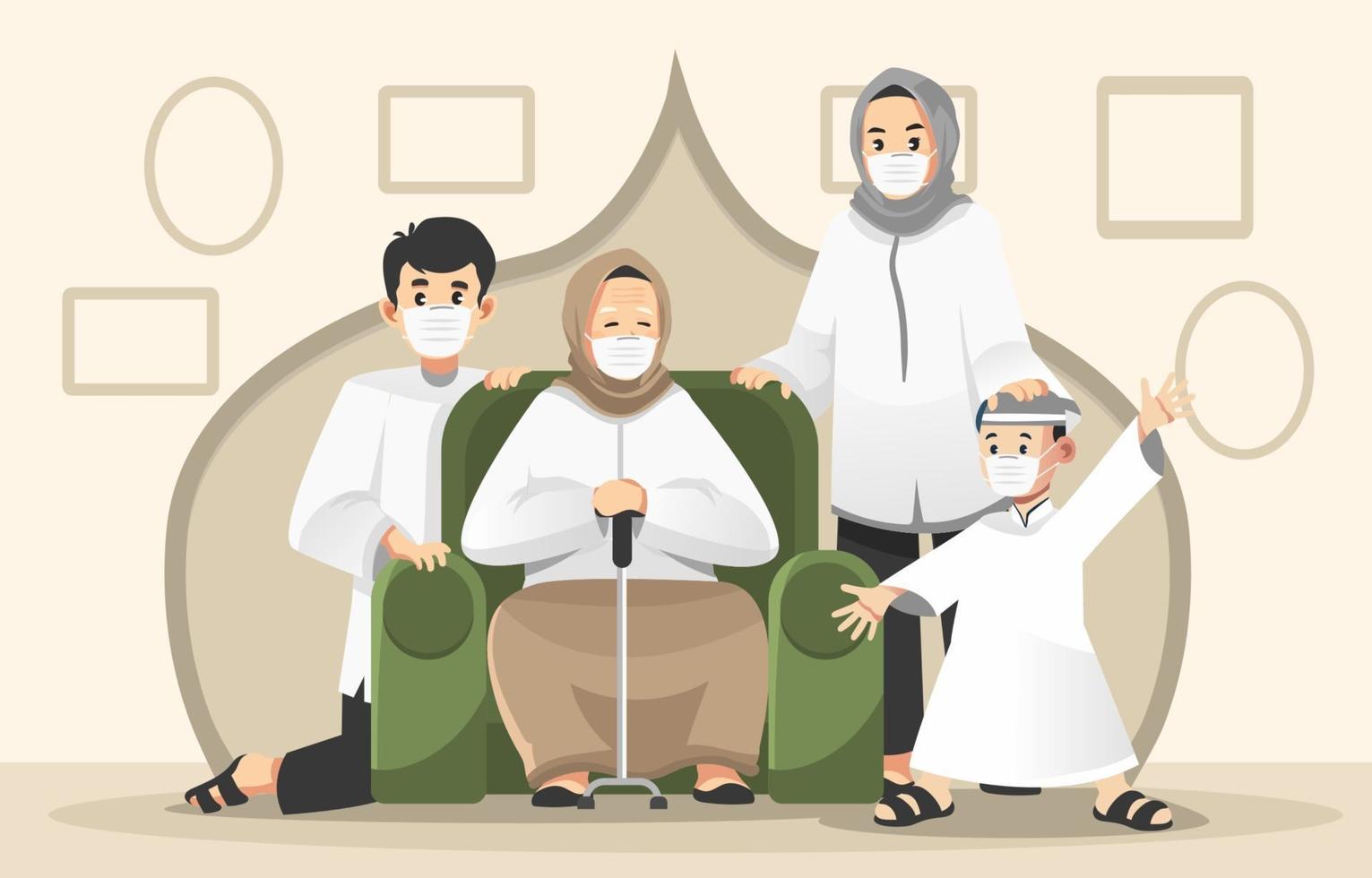 Little Family Gathering on Eid Adha vector