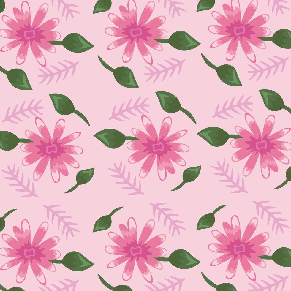 Flowers color pink pattern detailed style vector