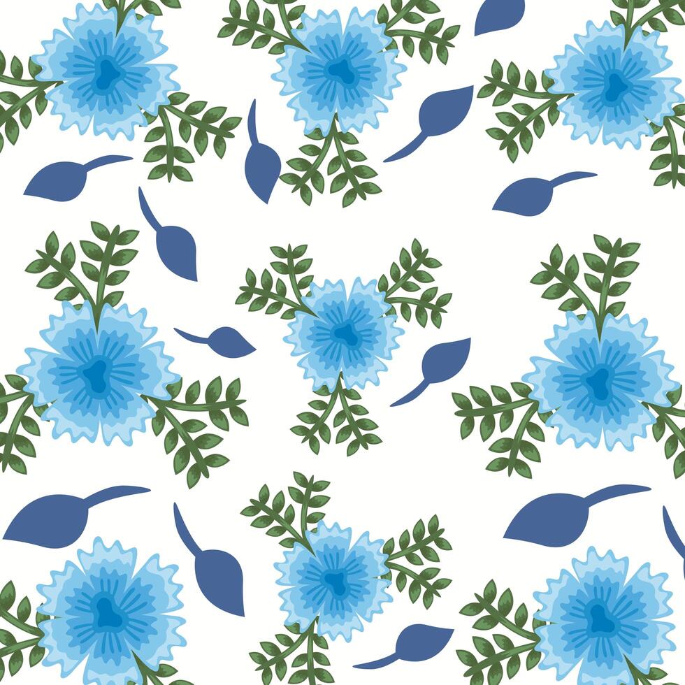 Flowers color blue pattern detailed style vector