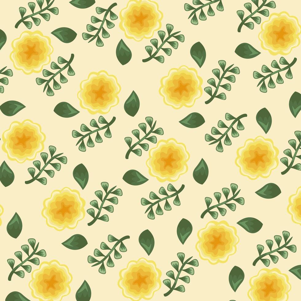 Flowers color yellow pattern detailed style vector
