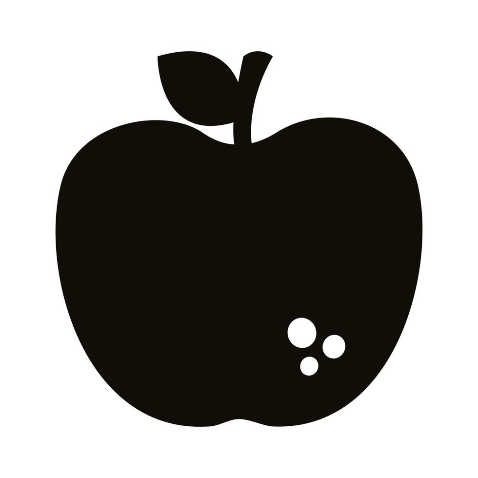 icono de estilo de silueta de fruta fresca de manzana vector