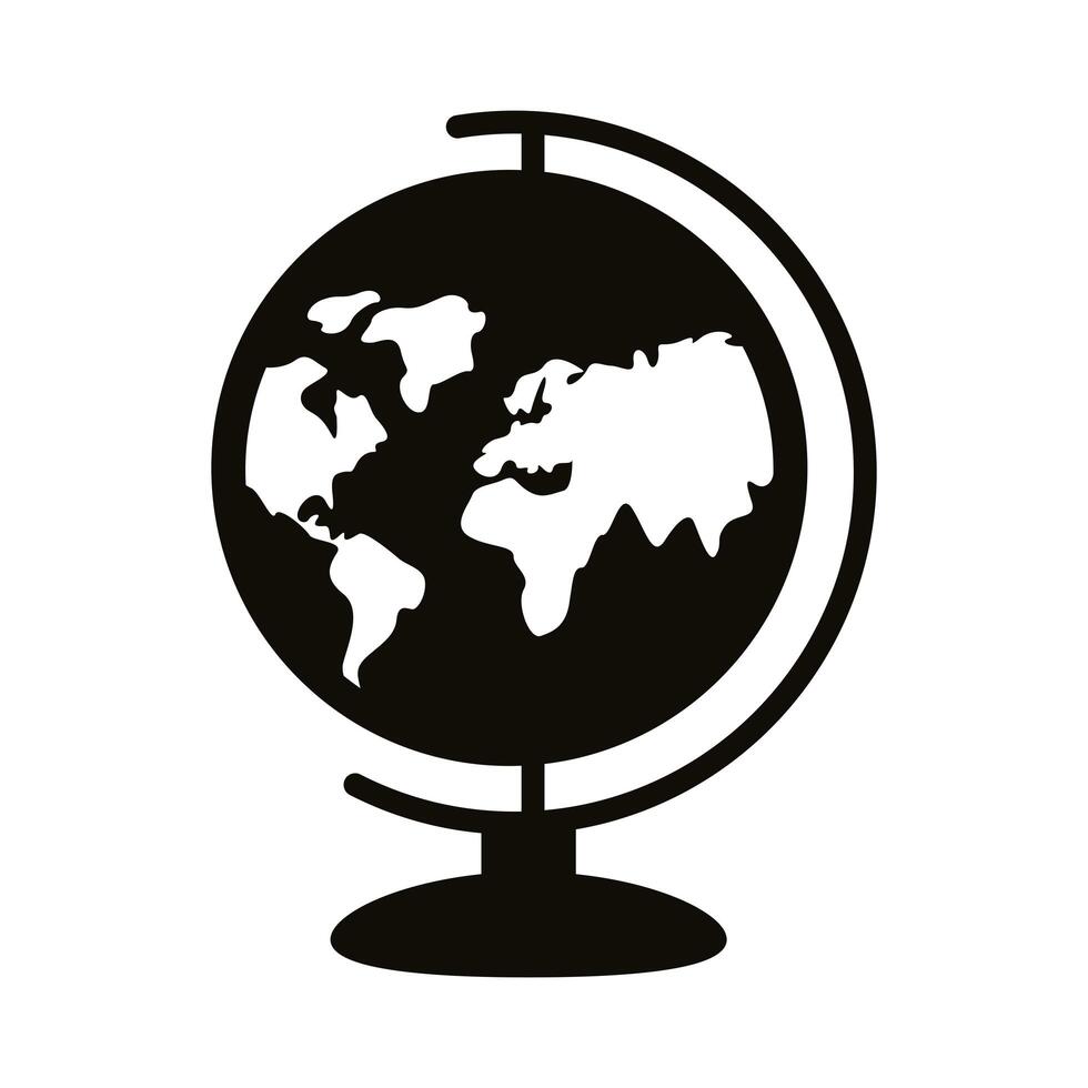 world planet earth school supply silhouette style icon vector