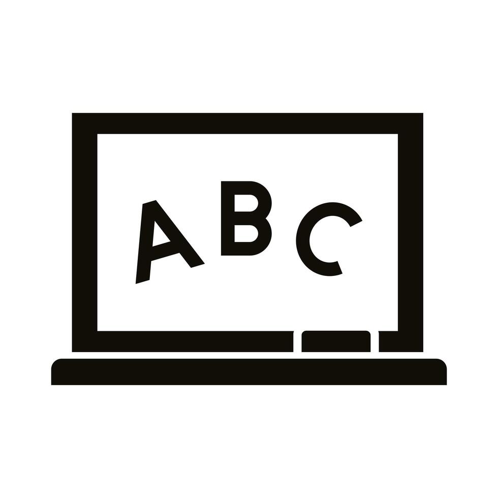 chalkboard school with alphabet silhouette style icon vector