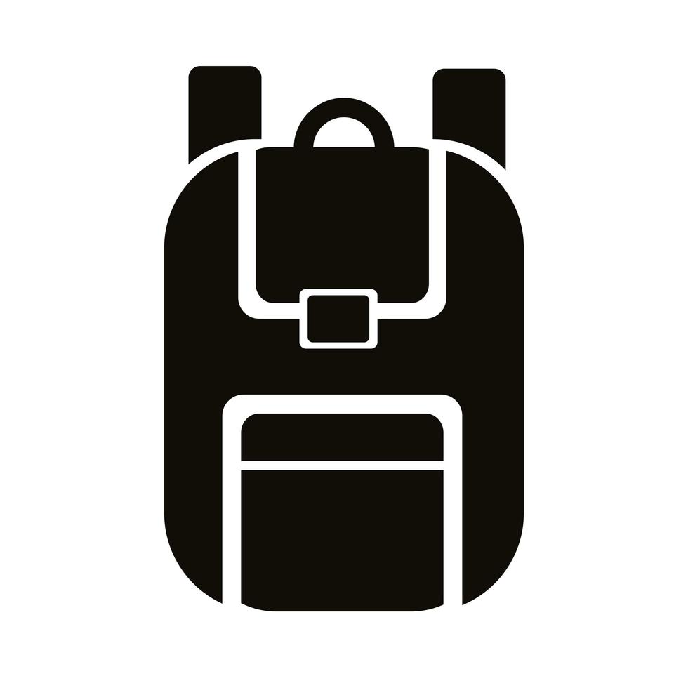 icono de estilo de silueta de equipo de mochila escolar vector