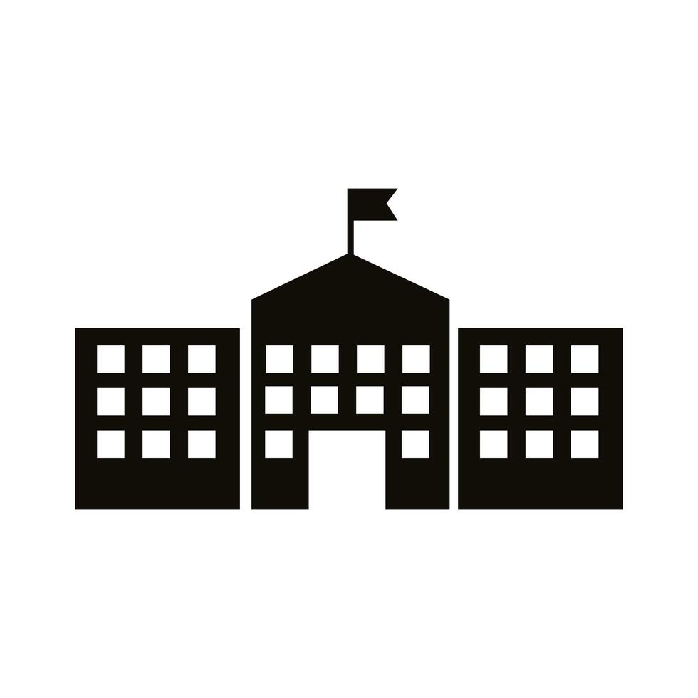 school building silhouette style icon vector