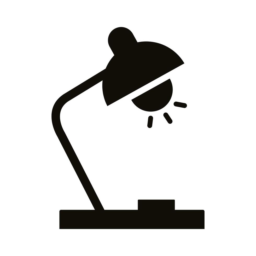 lamp desk silhouette style icon vector