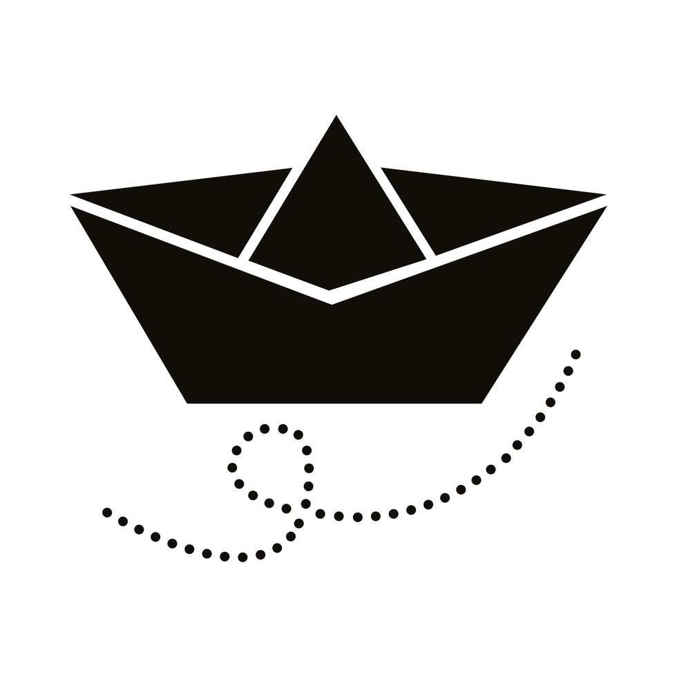 icono de estilo de silueta de barco de papel vector