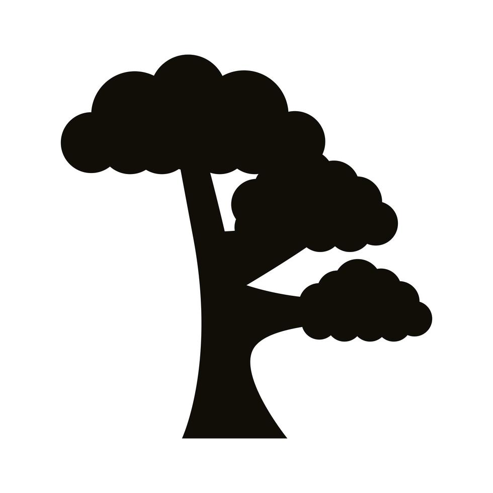 leafy tree silhouette style icon vector