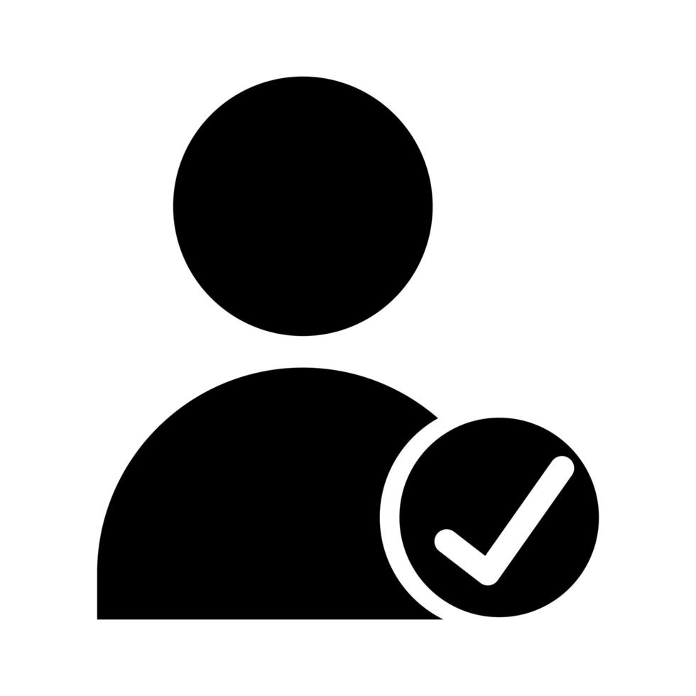 avatar user with check symbol silhouette style icon vector