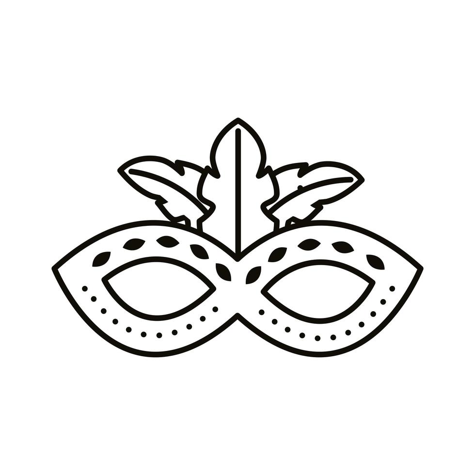icono de estilo de línea de máscara de carnaval vector