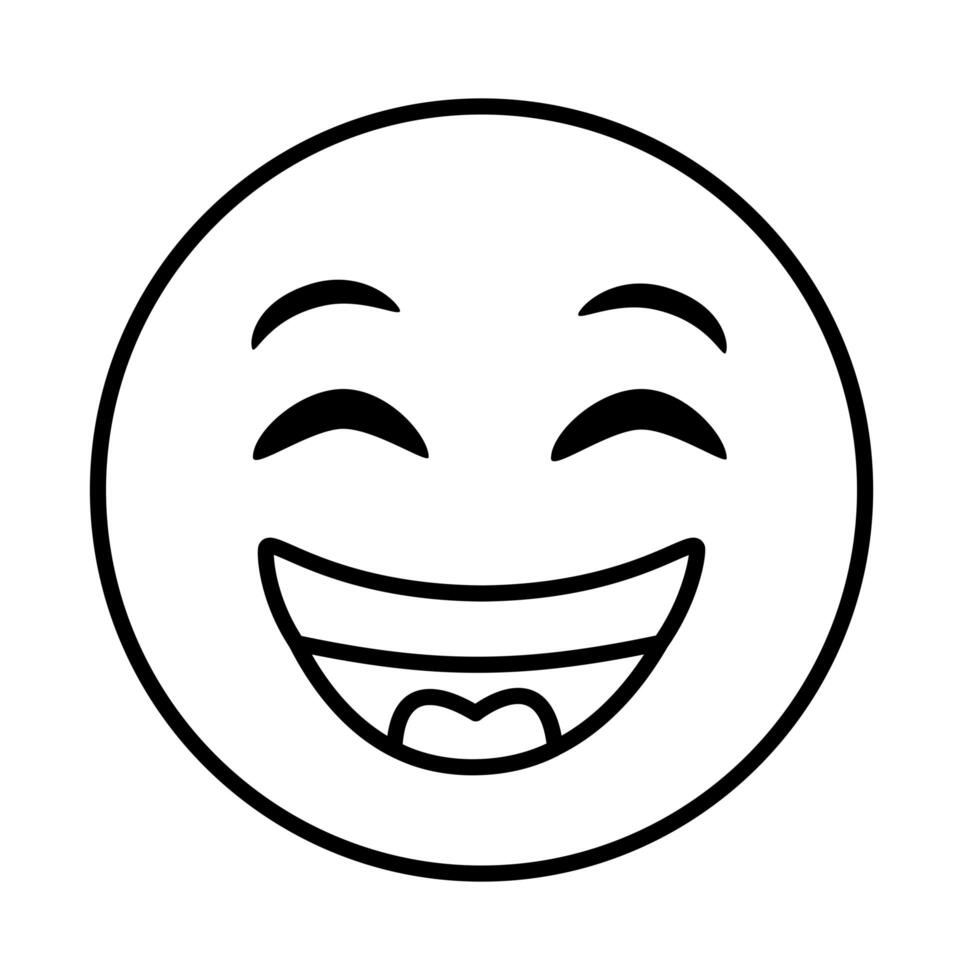 emoji face laughing classic line style icon vector