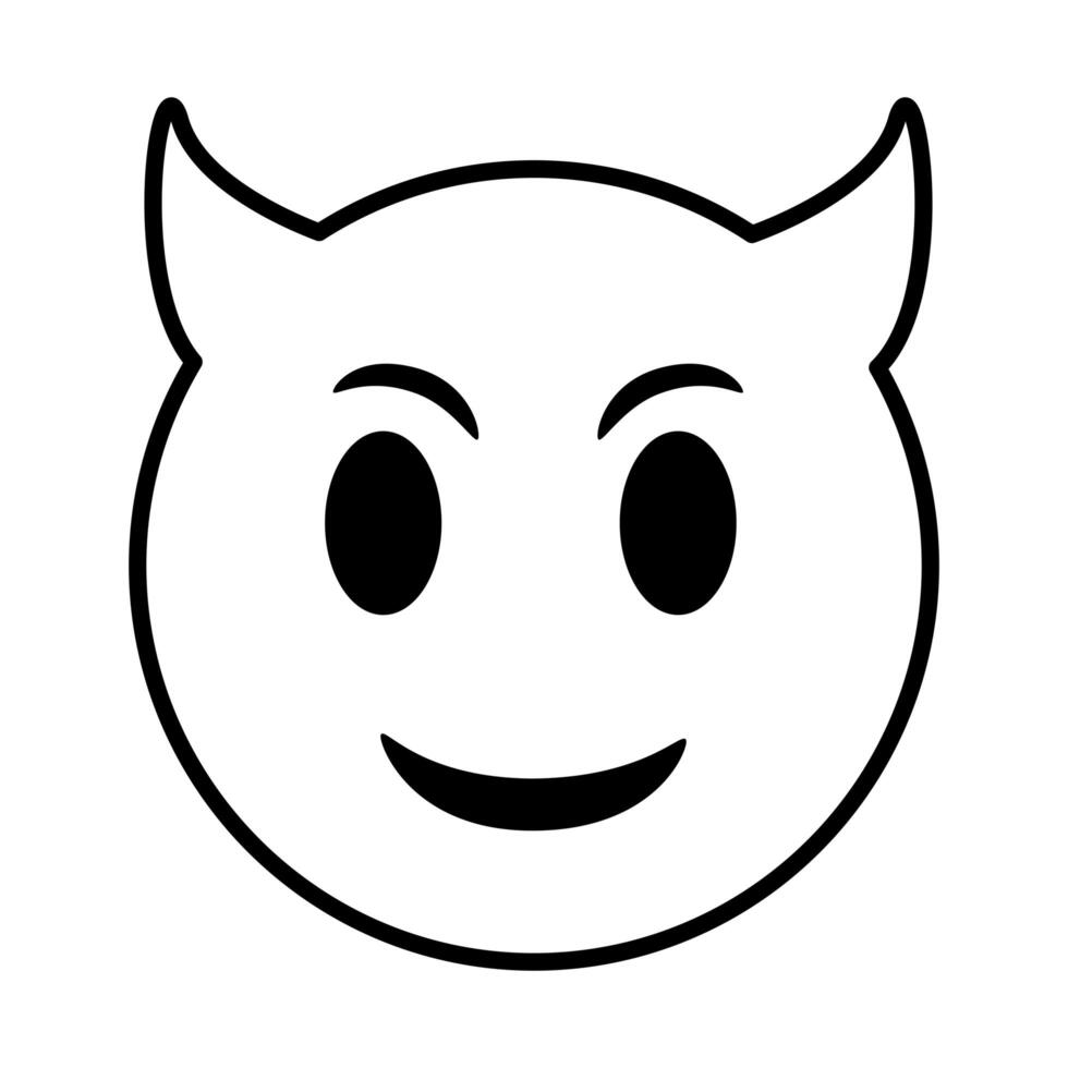 devil emoji face classic line style icon vector