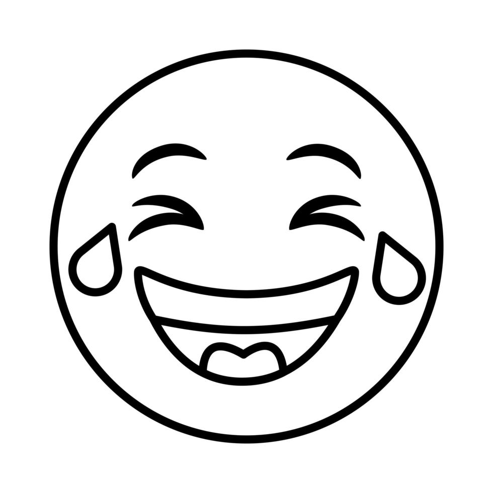 emoji face laughing classic line style icon vector