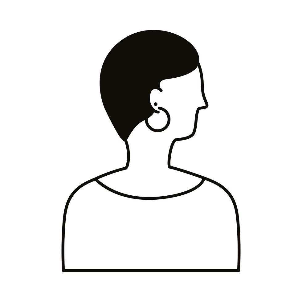 icono de estilo de línea de personaje de avatar de perfil de mujer joven afro vector
