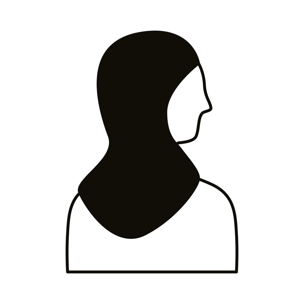 muslim woman profile avatar character line style icon vector