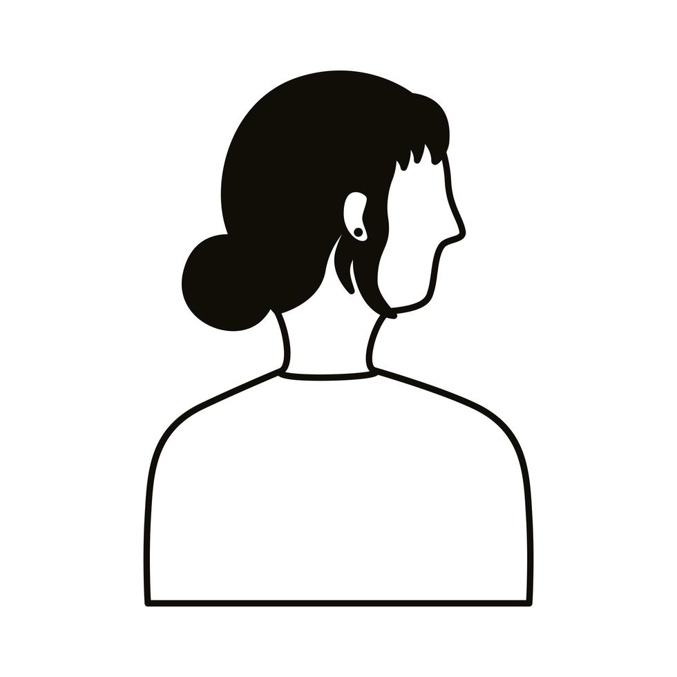 icono de estilo de línea de personaje de avatar de perfil de mujer joven vector