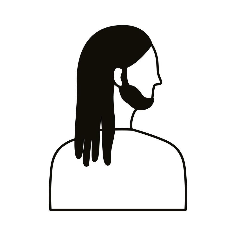 rastafarian afro man profile avatar character line style icon vector