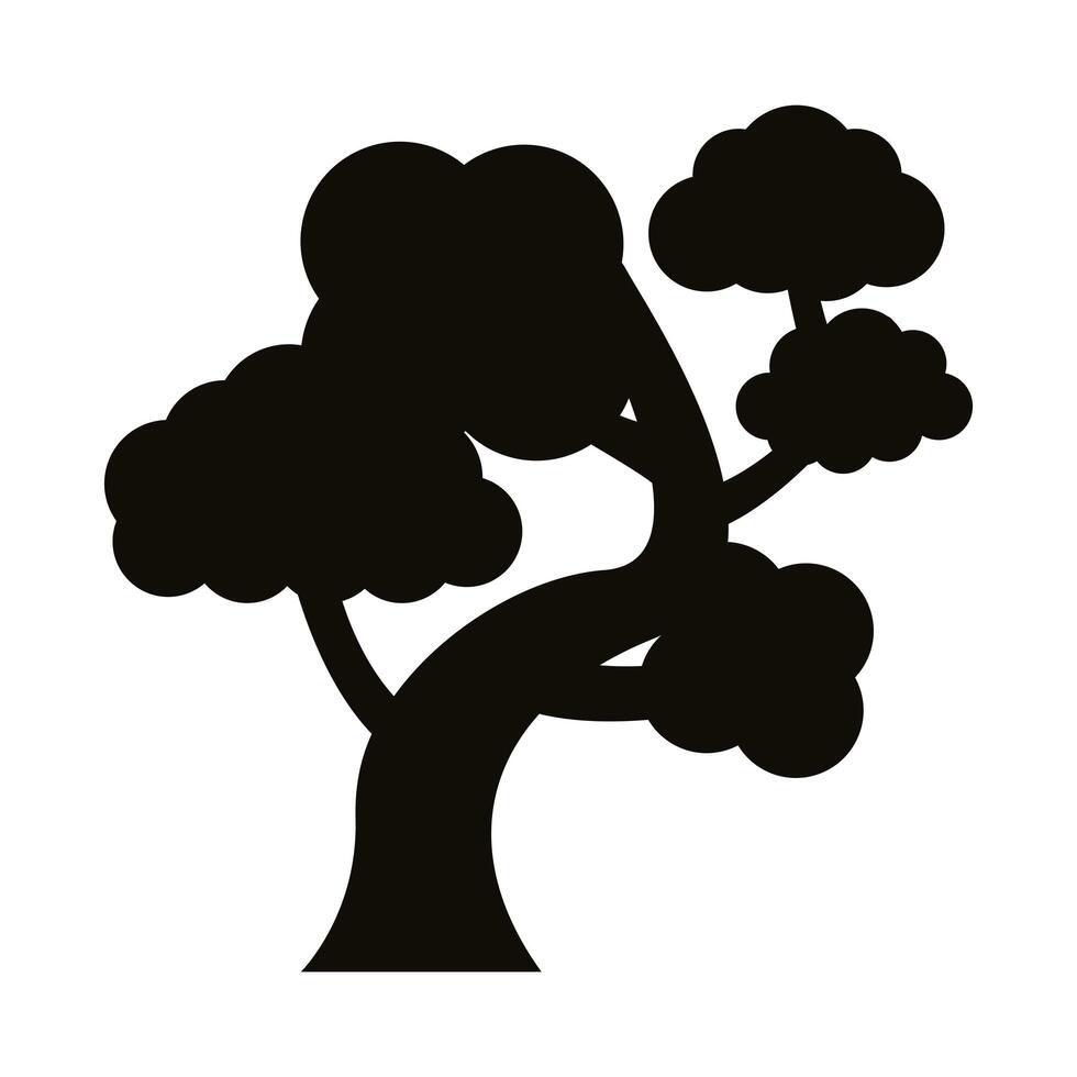 icono de estilo de silueta de árbol ramificado vector