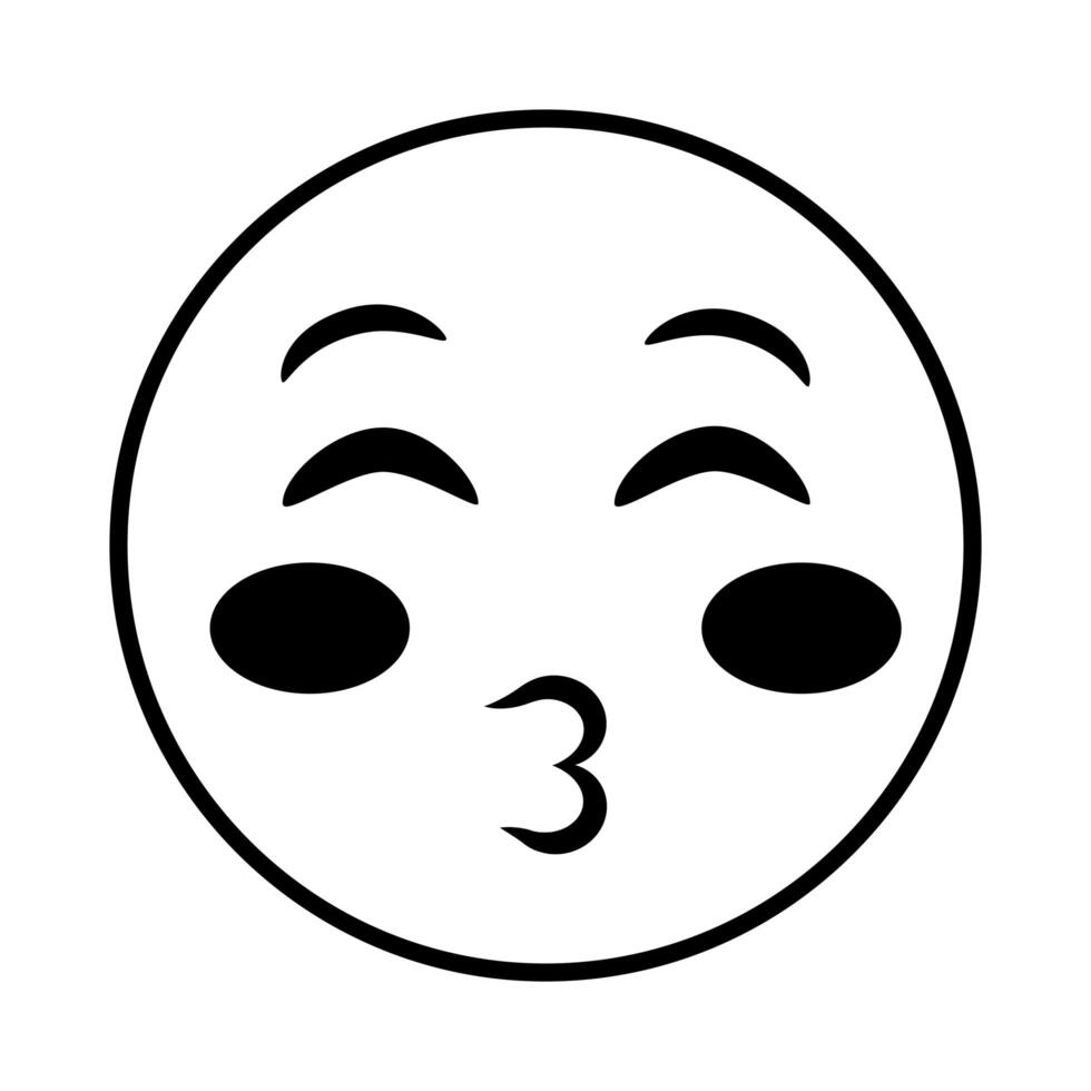 kissing emoji face classic line style icon vector