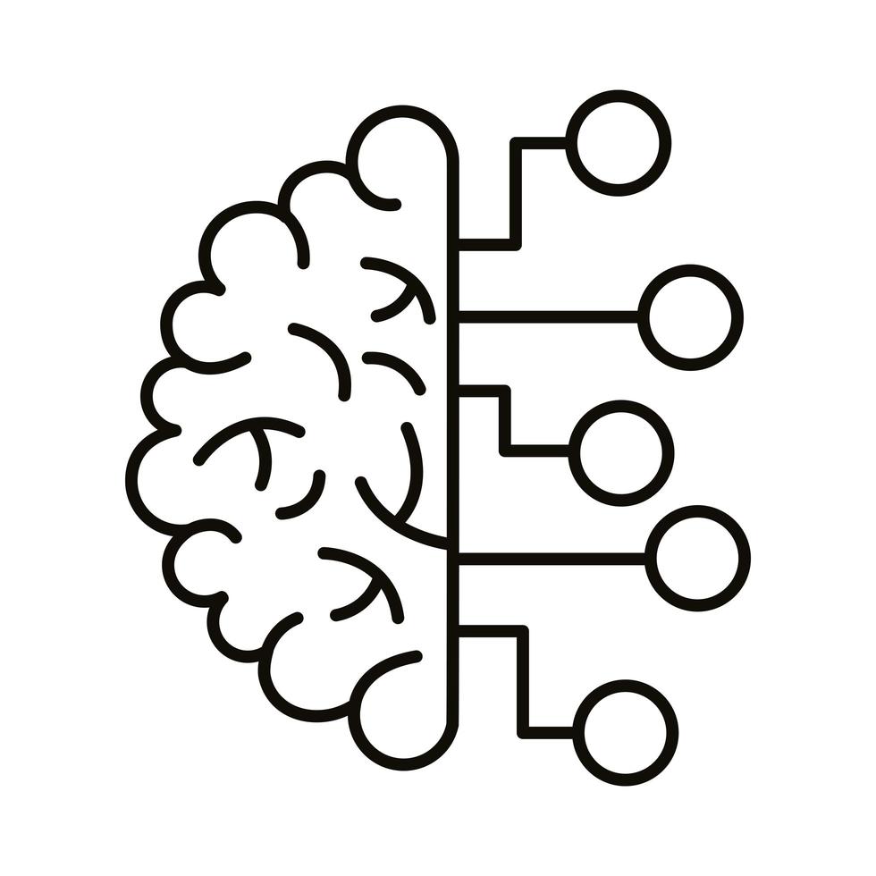 cerebro humano con icono de estilo de línea de infografía vector