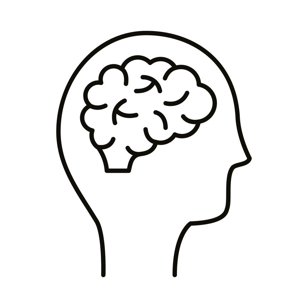 profile with brain human line style icon vector