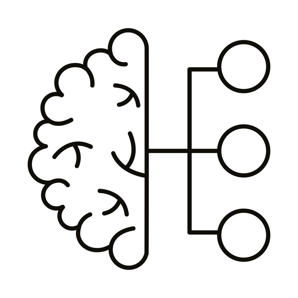 cerebro humano con icono de estilo de línea de infografía vector