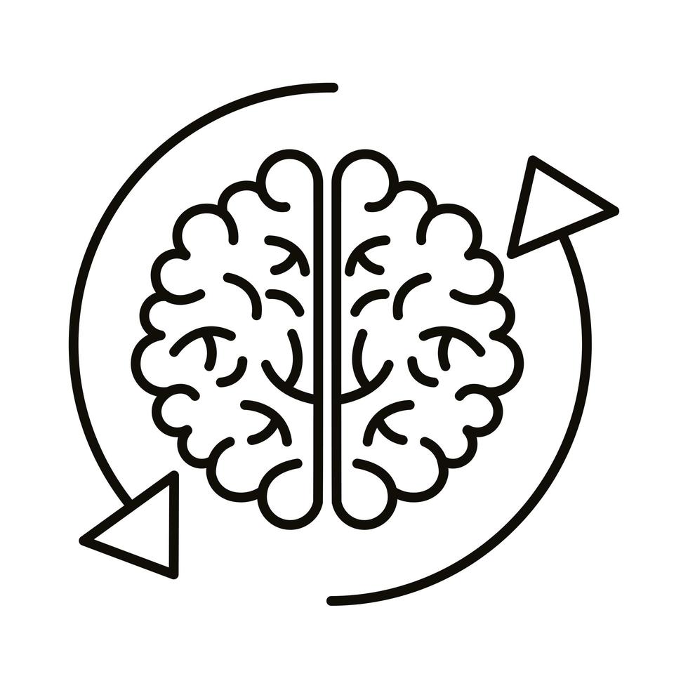 cerebro humano con flechas recargar icono de estilo de línea vector