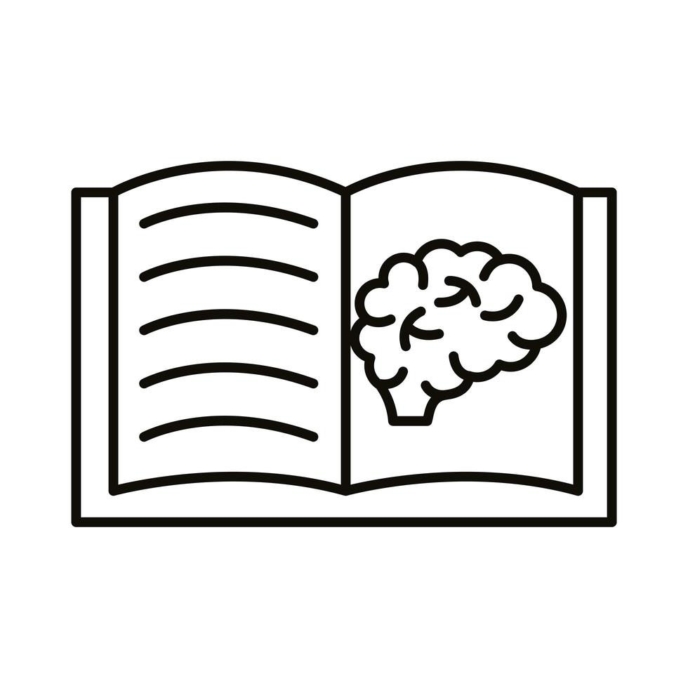 brain human in book line style icon vector