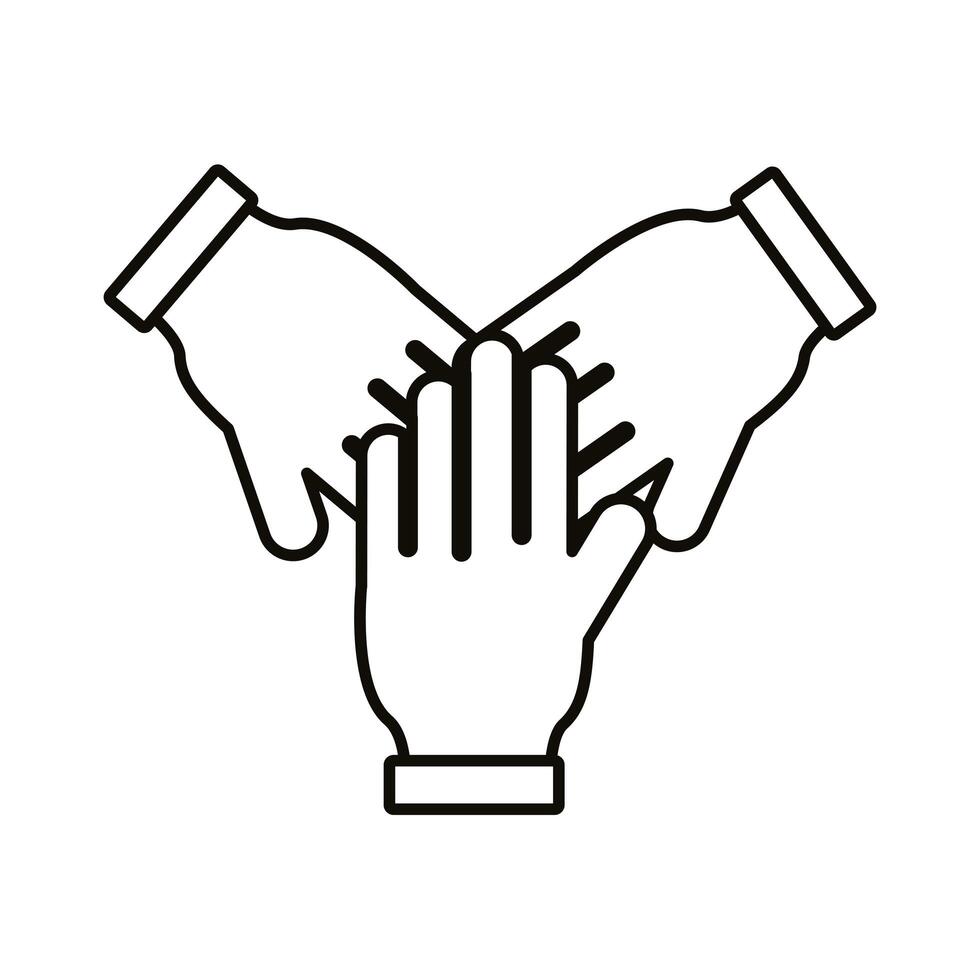 hands teamwork line style icon vector