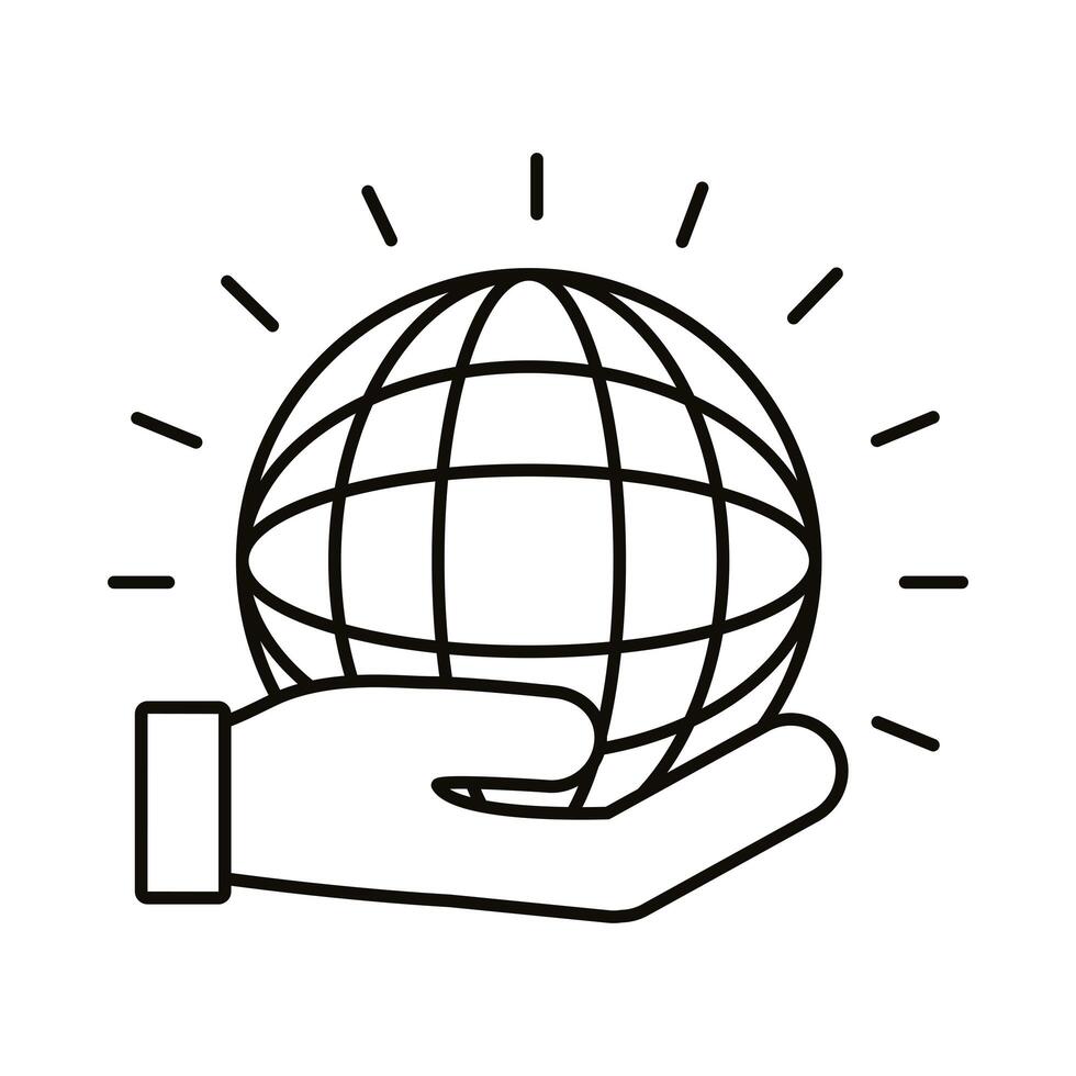 hand lifting sphere browser line style icon vector