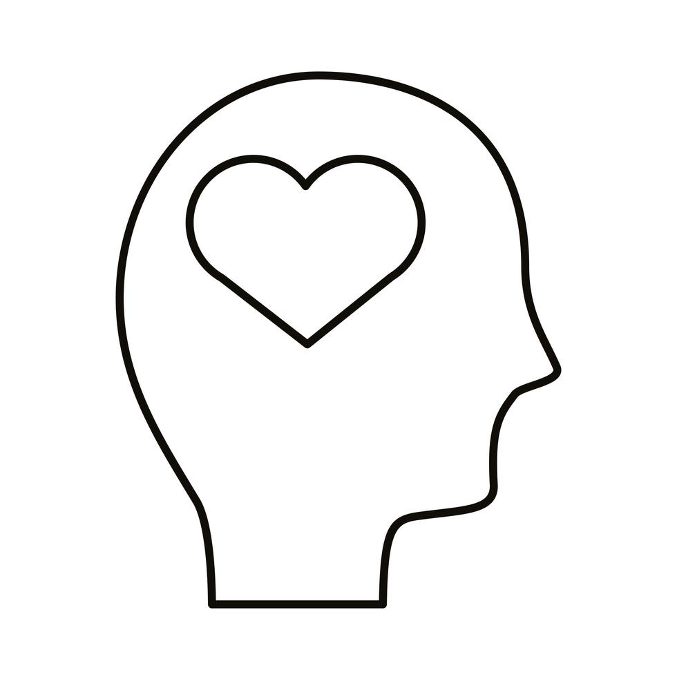 head human profile with heart line style icon vector