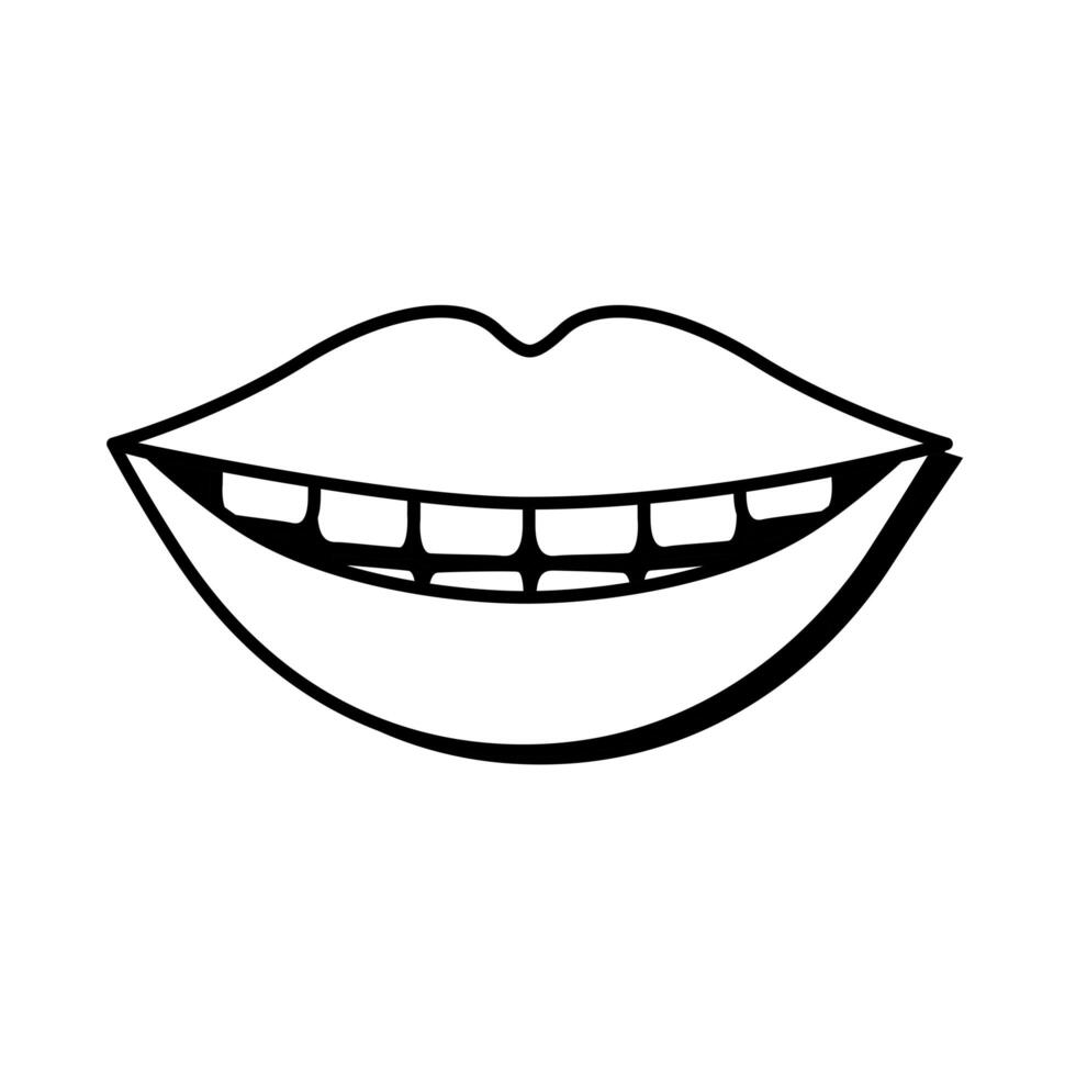 Pop art smiling mouthline style icon vector