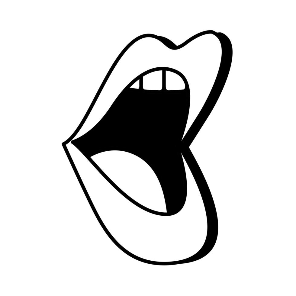 Pop art mouth openline style vector