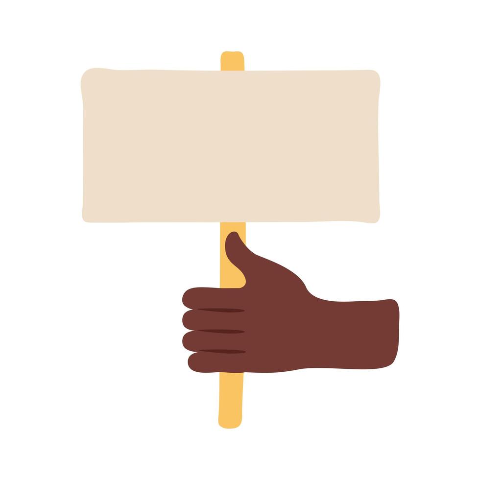 afro hand human protesting with banner flat style icon vector