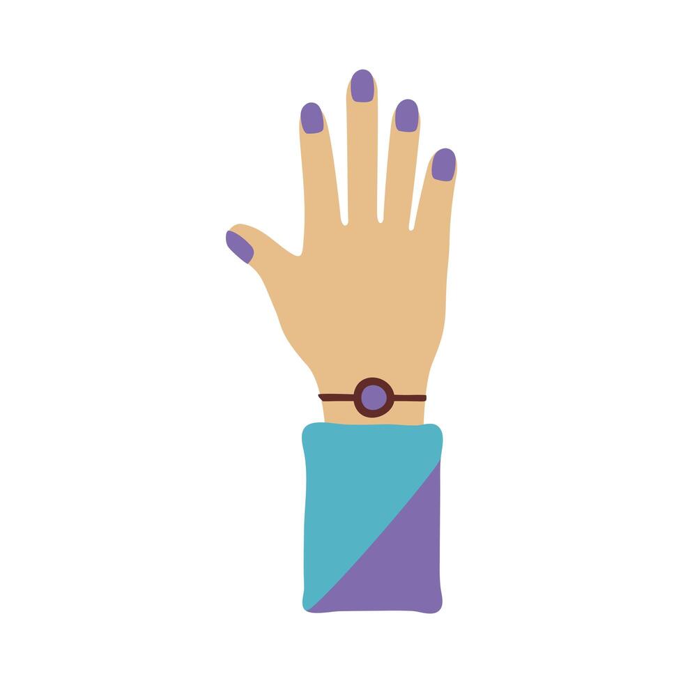 mano femenina humana deja de protestar icono de estilo plano vector