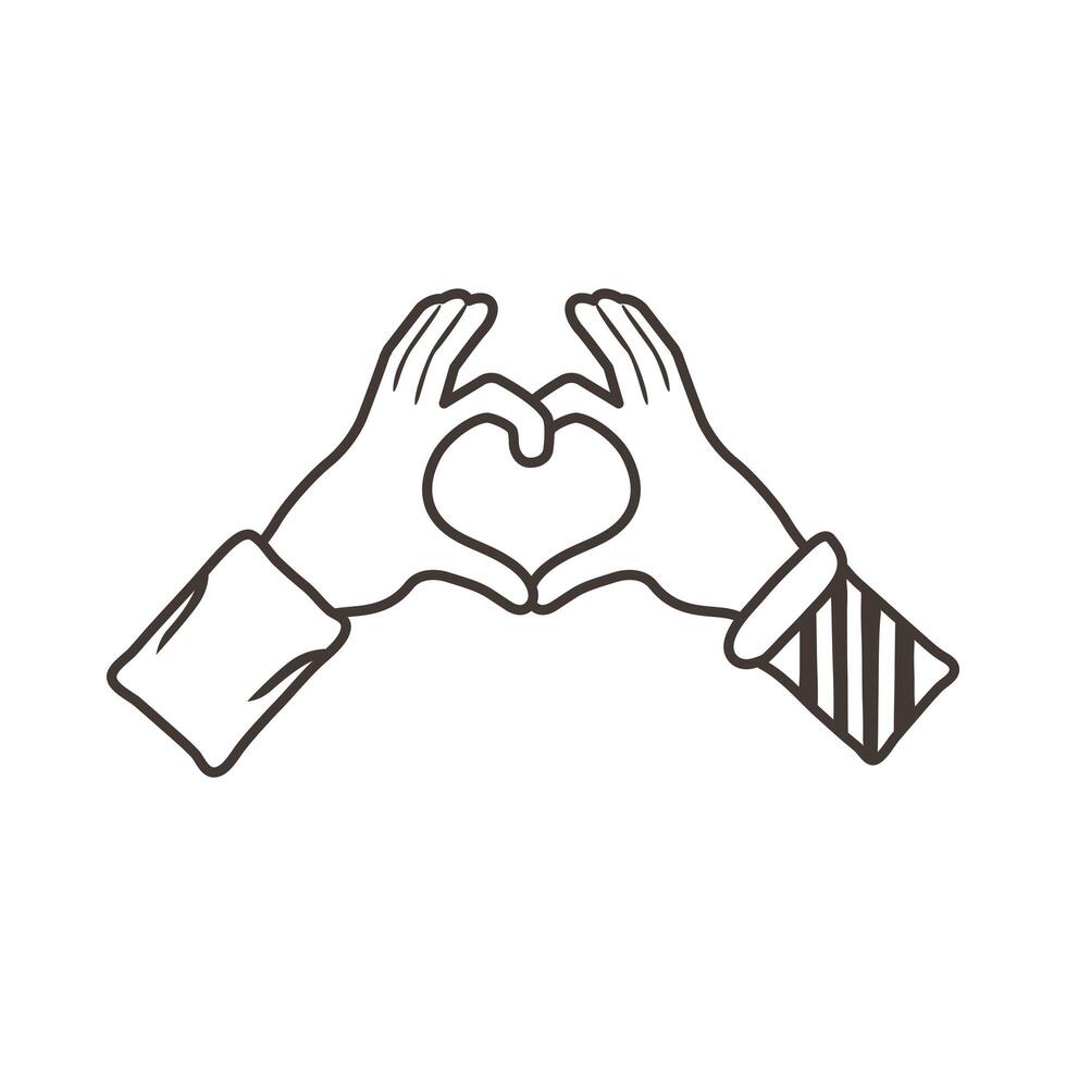 interracial hands with heart line style icon vector