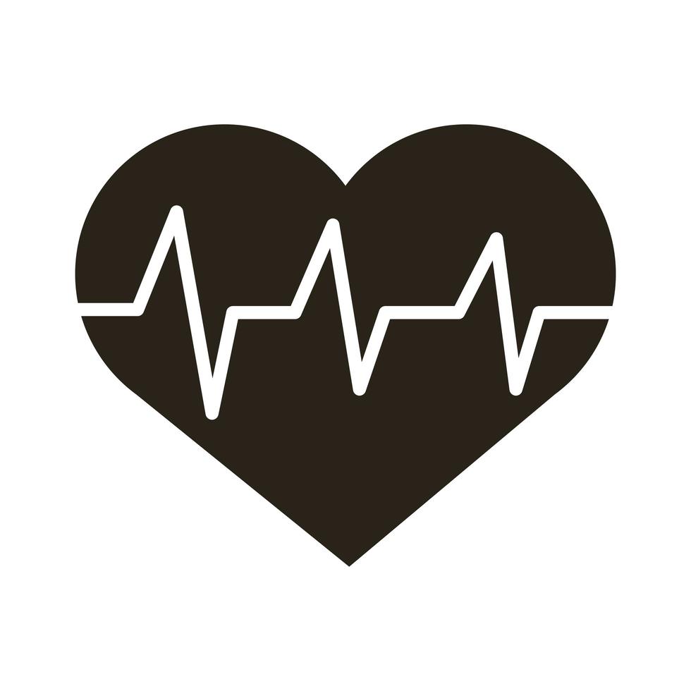 icono de silueta de pulso de cardiología de corazón médico vector