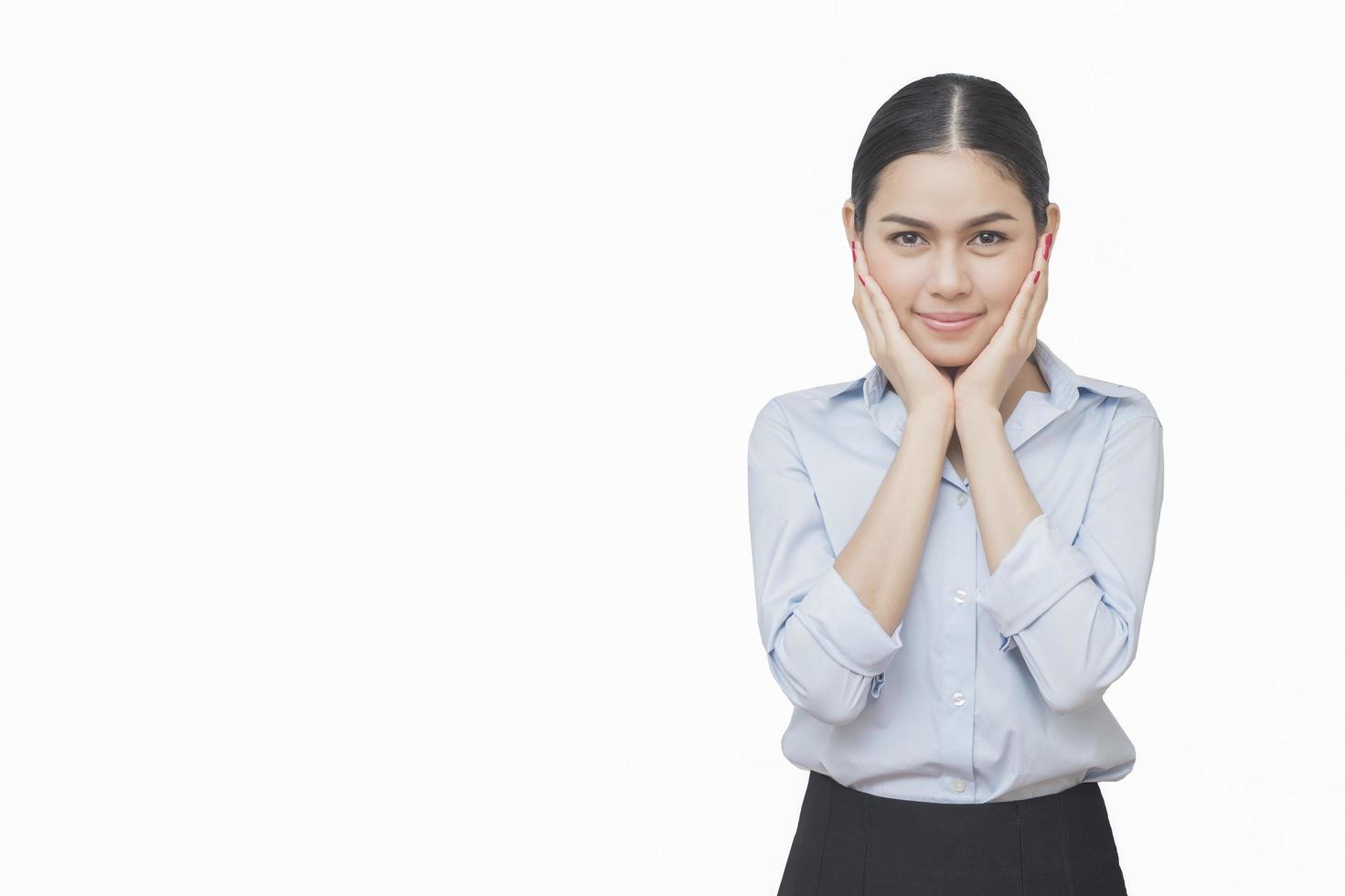 business woman  is  surprising isolated on white background photo