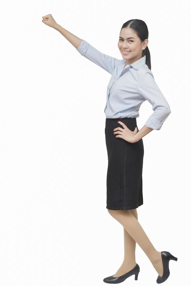 business woman flying isolated on white background  asian beauty photo