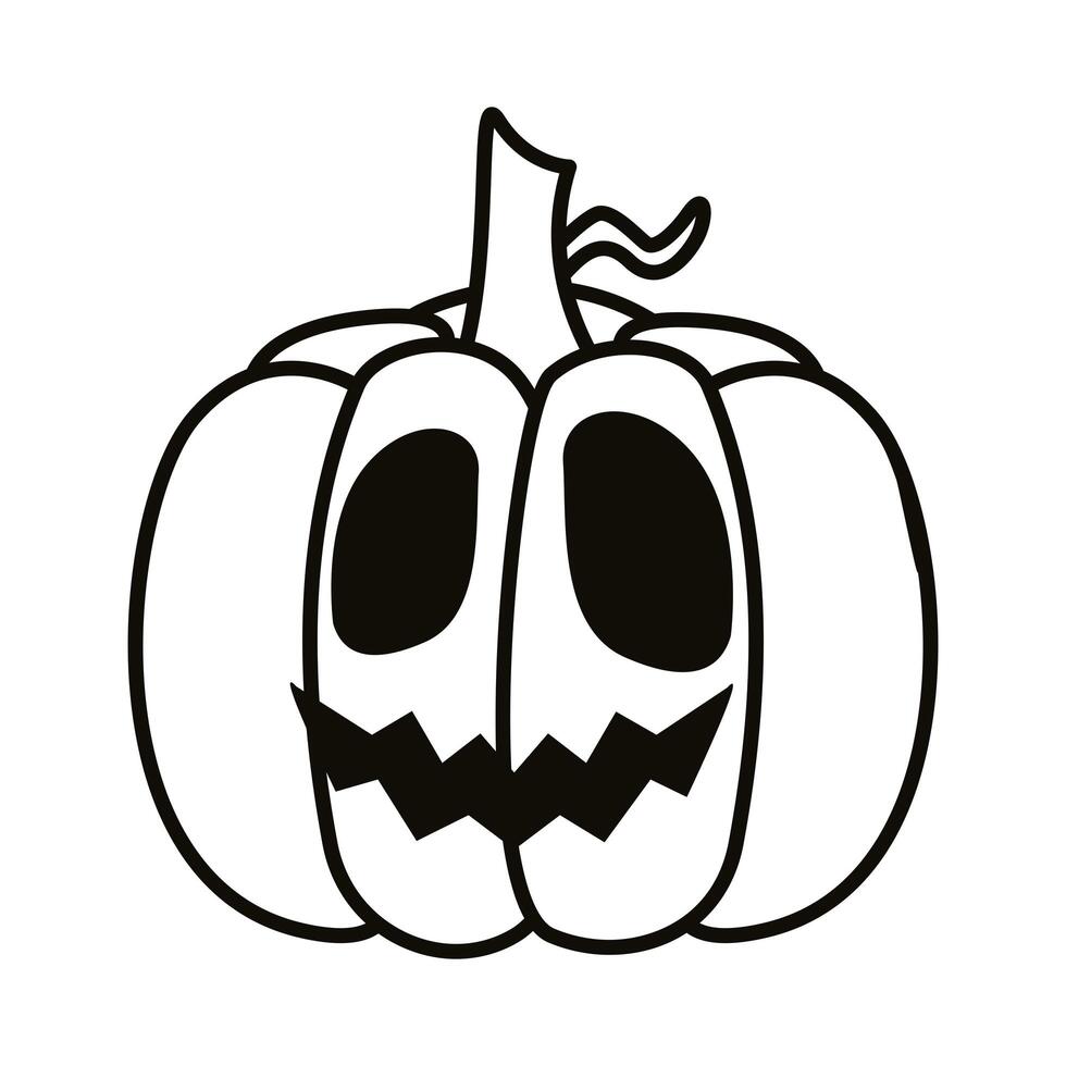 halloween pumpkin face line style vector