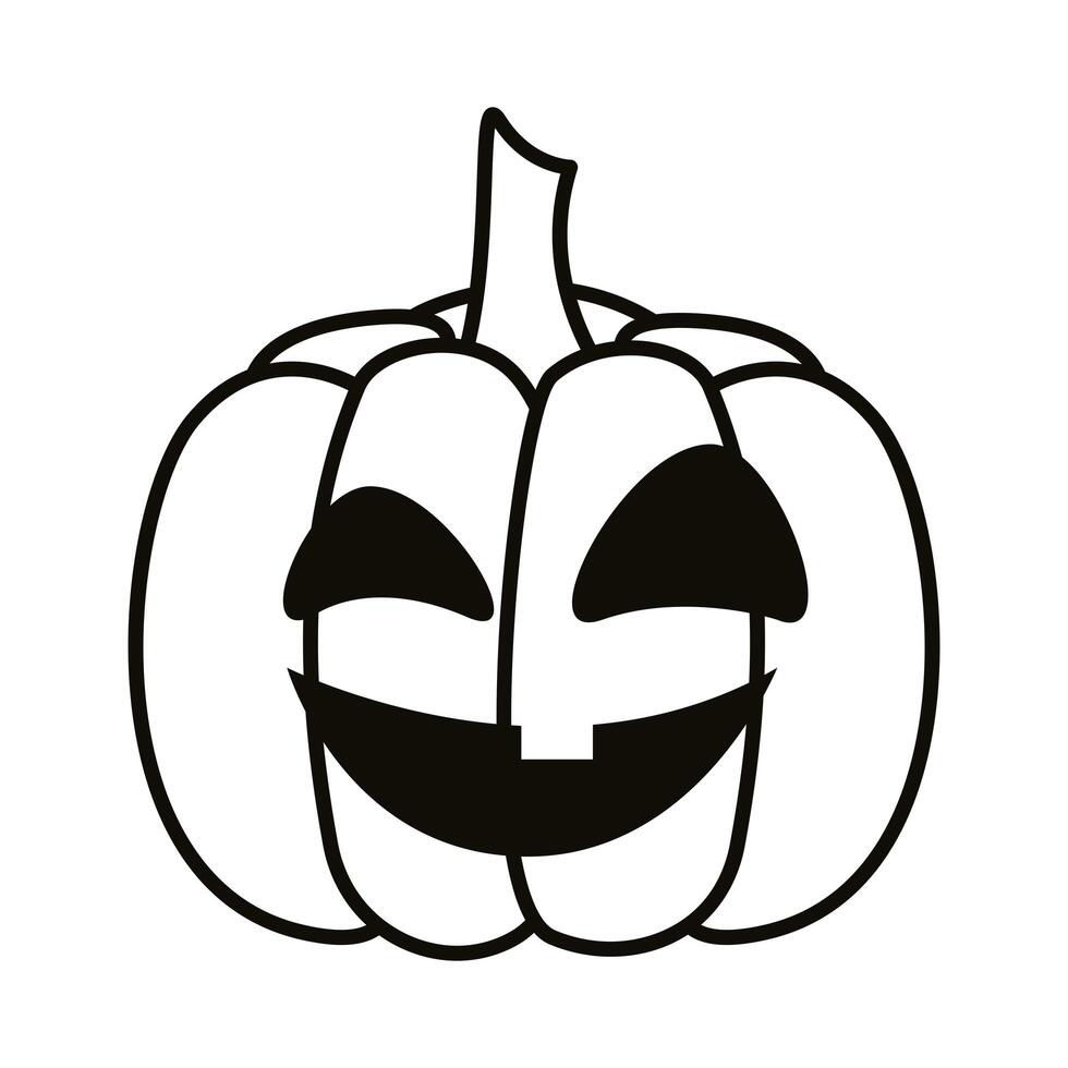 halloween pumpkin face line style icon vector