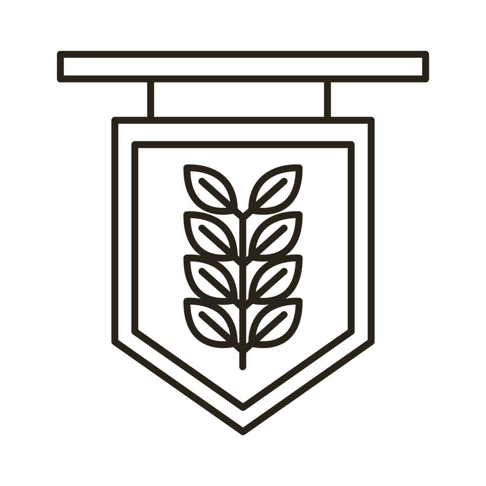 etiqueta con icono de estilo de línea oktoberfest de rama de cebada vector